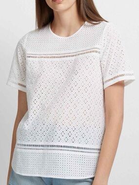 🤍 Club Monaco White Eyelet 100% Cotton Top | Size Small | Cottagecore Clean Girl